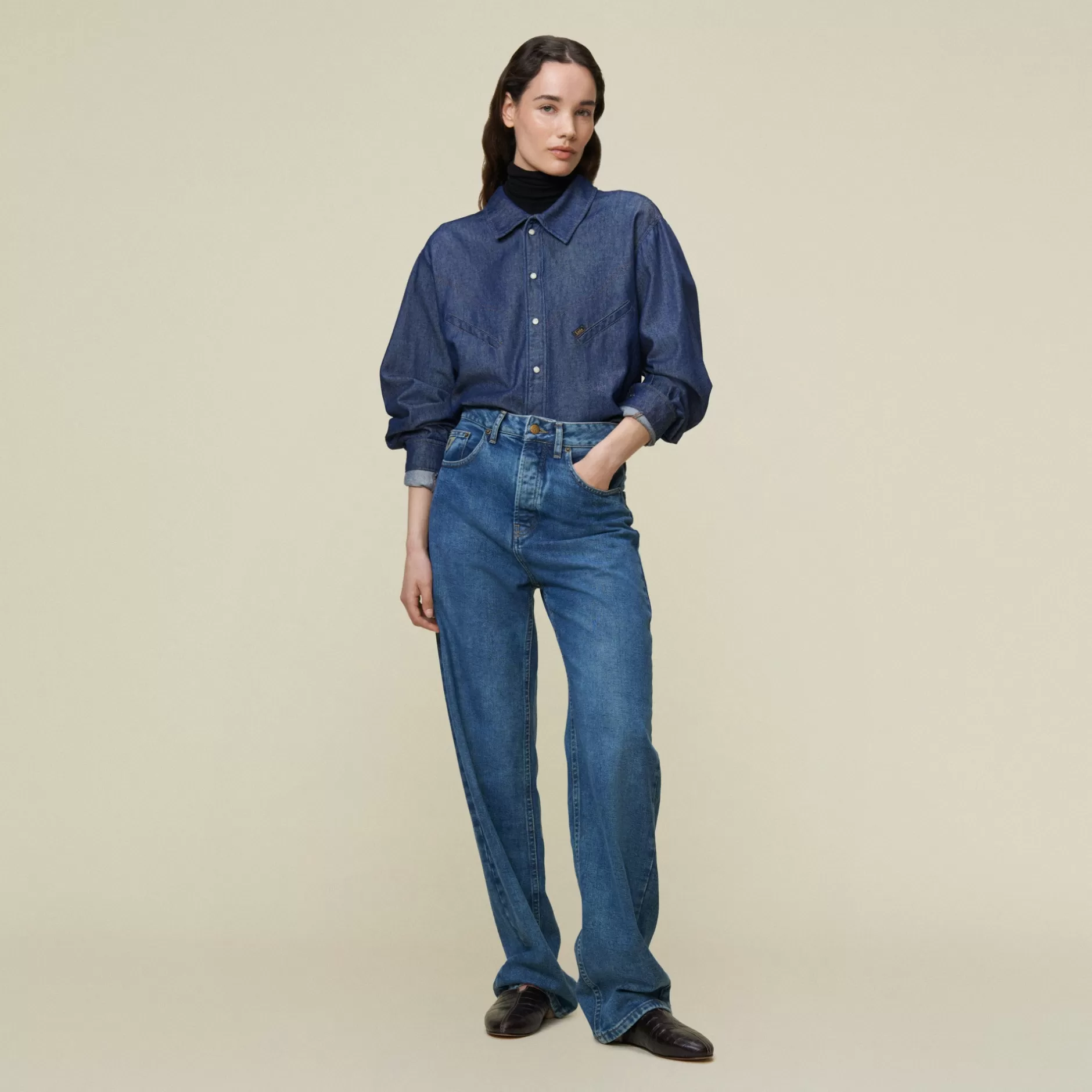 Fashion Lois Jeans Bandida Rinse Winter - Western Shirt Medium Blue