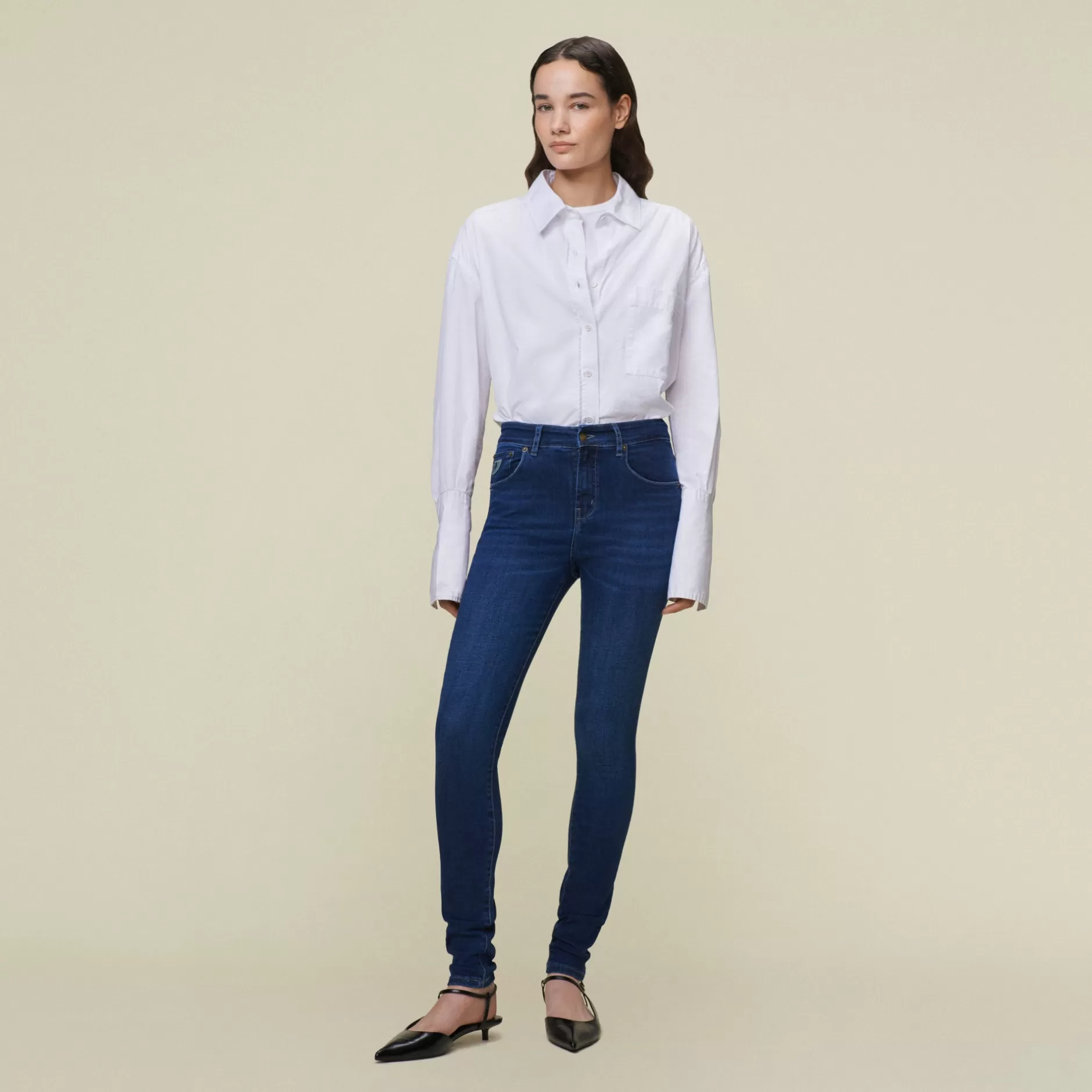 Hot Lois Jeans Celia Marconi Mist - High Rise Skinny Dark Blue