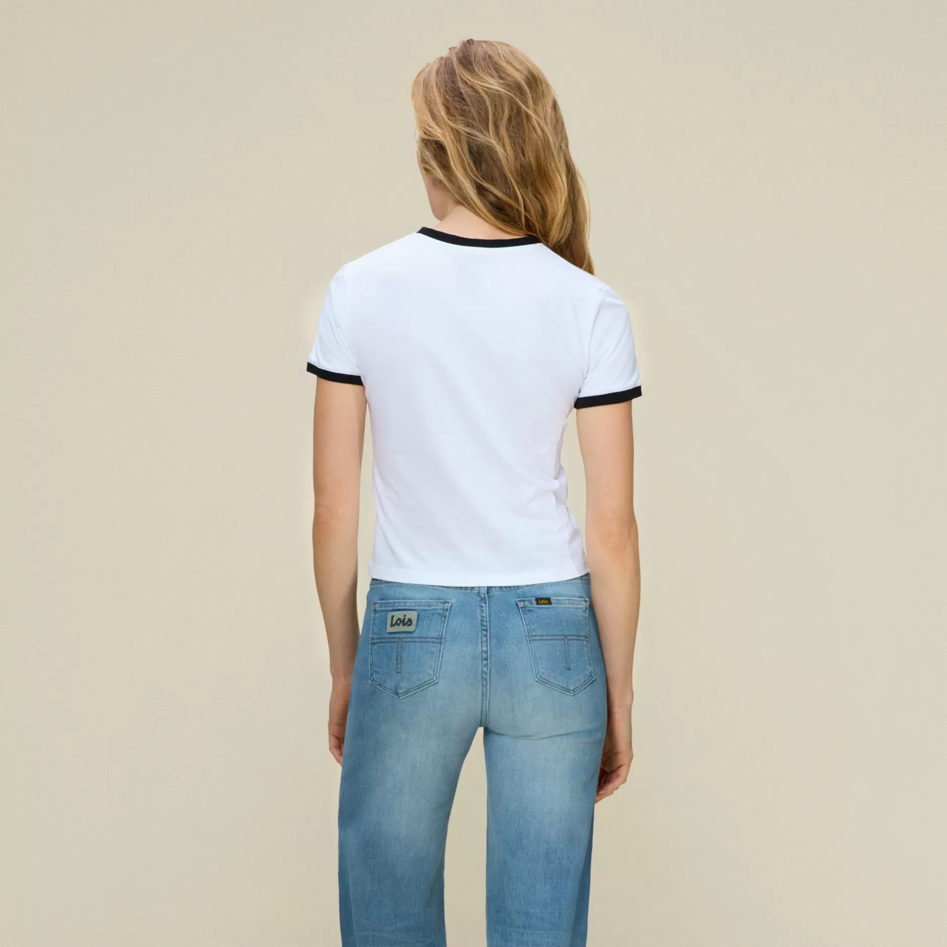 Outlet Lois Jeans Emma Black Legend - Tee White