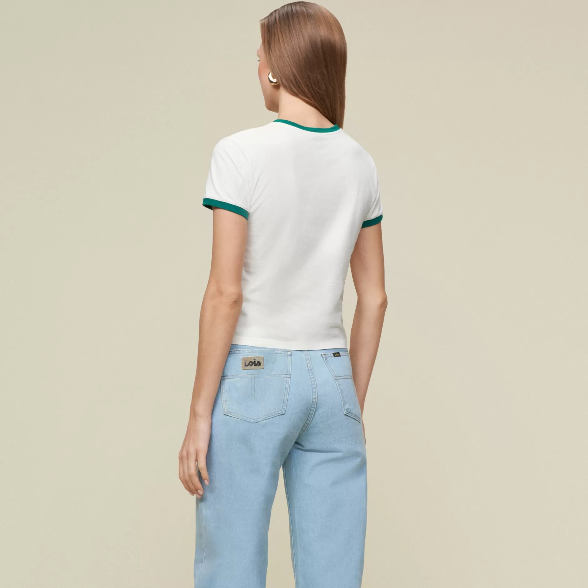 Cheap Lois Jeans Emma Green Legend - Tee Ecru/Bottle