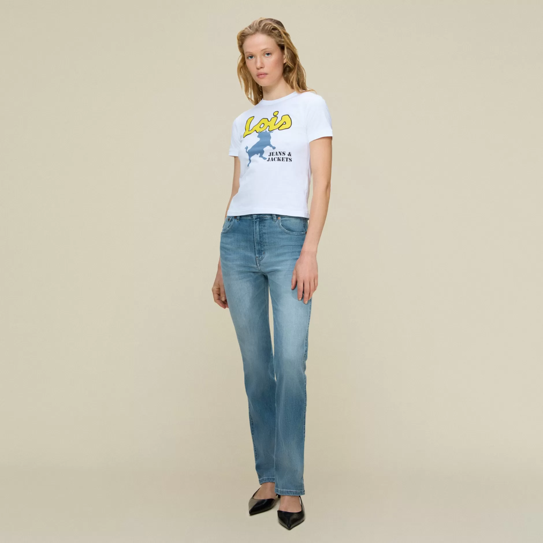 New Lois Jeans Emma Legend Abba - Tee White