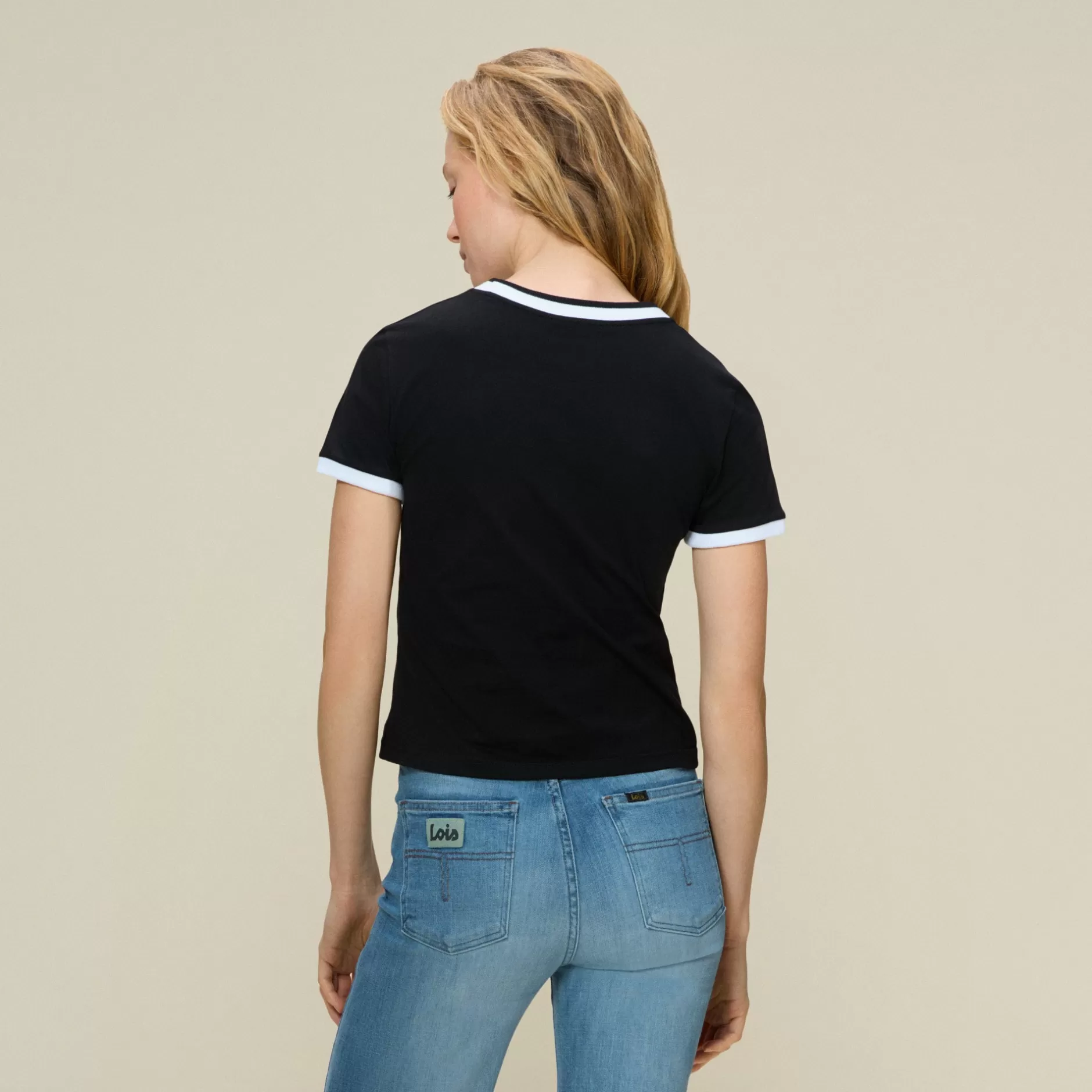 Best Lois Jeans Emma-Dr Embro Oval - Tee Black