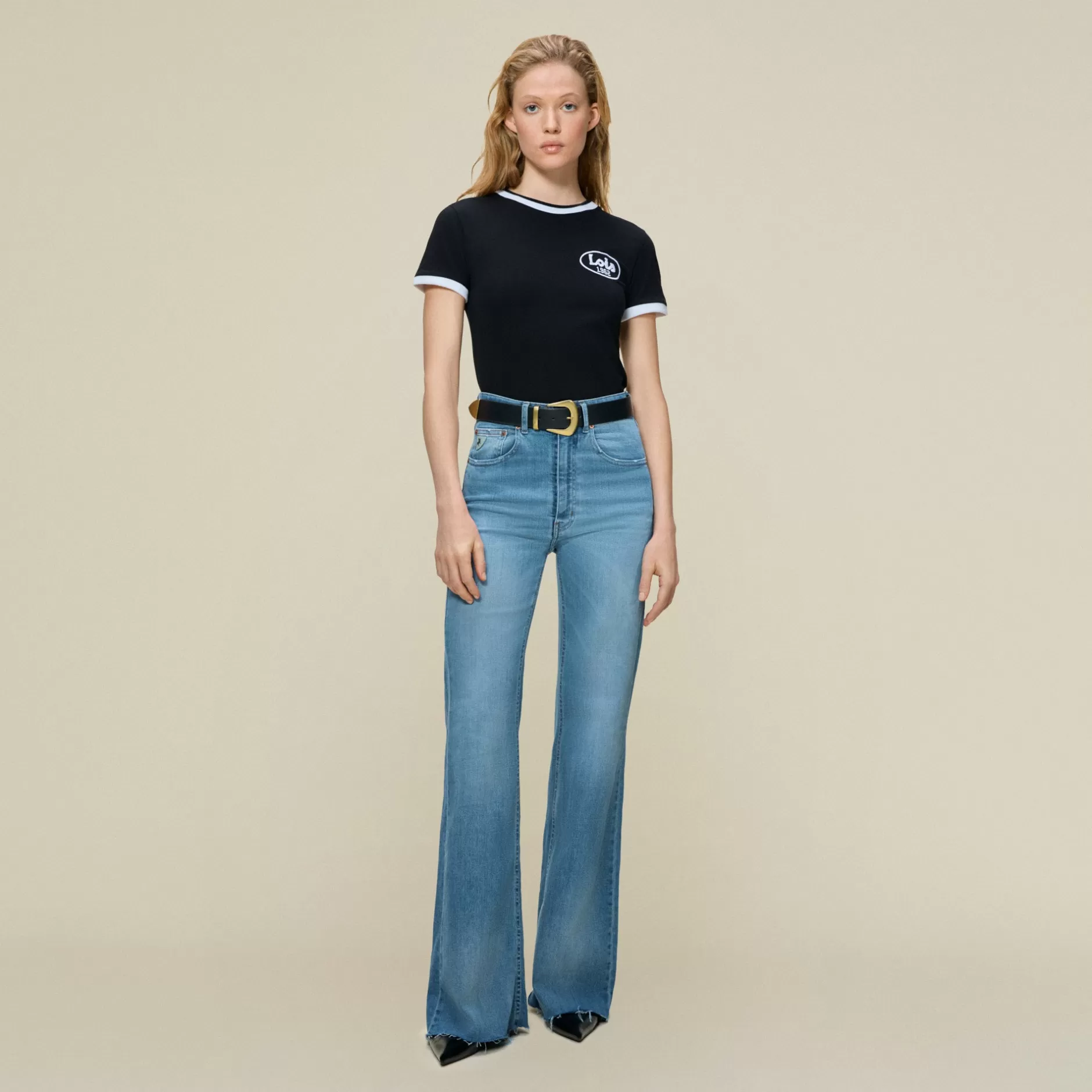 Best Lois Jeans Emma-Dr Embro Oval - Tee Black