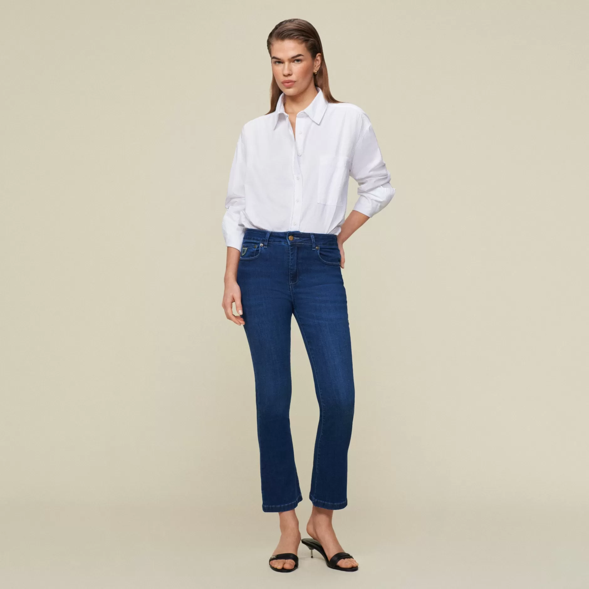 Outlet Lois Jeans Marbella Marconi Mist - Mid Rise Flare Dark Blue