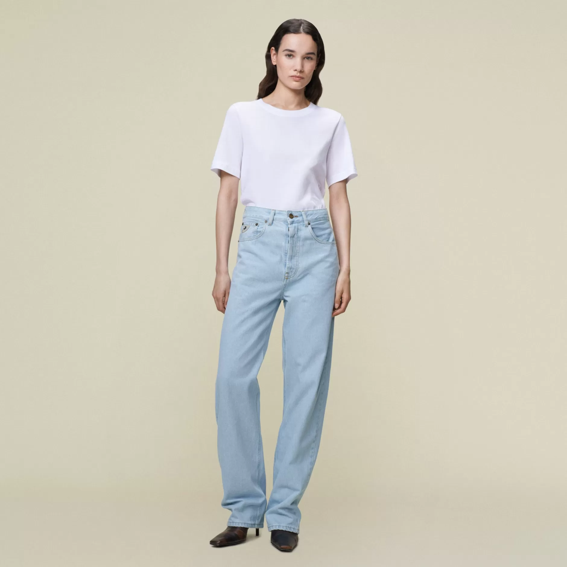 Best Sale Lois Jeans Maya Jackson Bleached - High Rise Straight Fit Light Blue