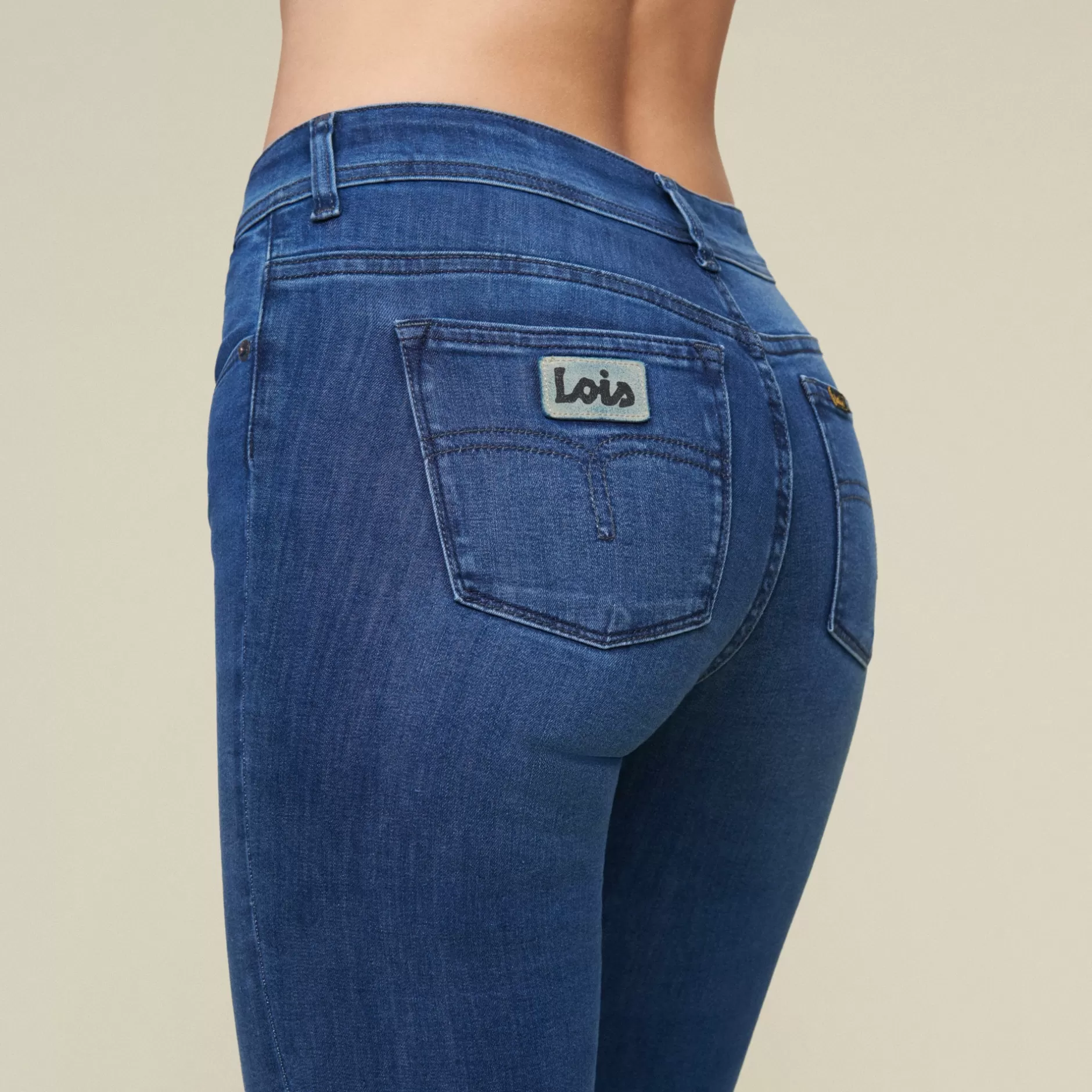 Best Sale Lois Jeans Melrose Leia Teal - Mid Rise Flare Medium Blue