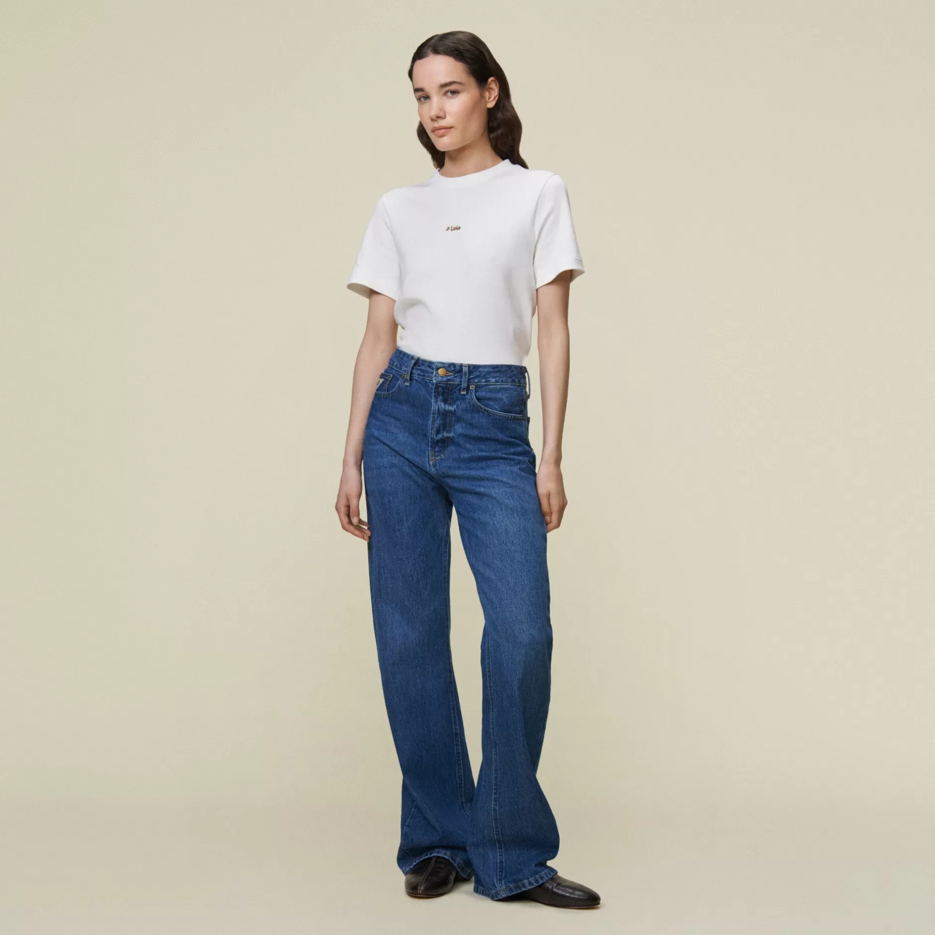 Sale Lois Jeans Ninette Noad Wish - High Rise Flare Medium Blue