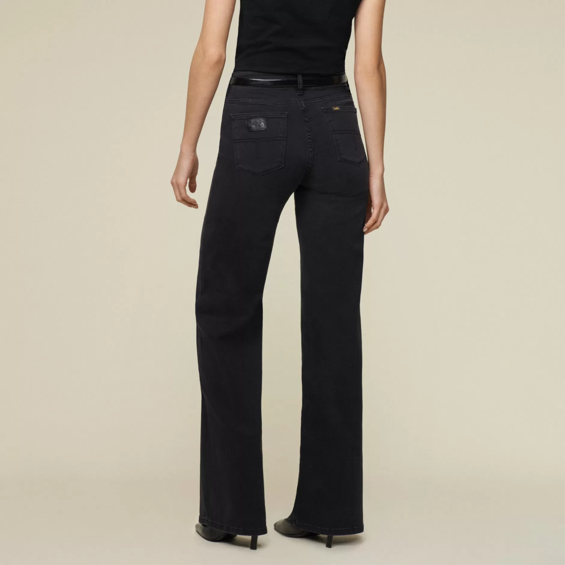 Shop Lois Jeans Palazzo Jossie Night - Mid Rise Wide Leg Black