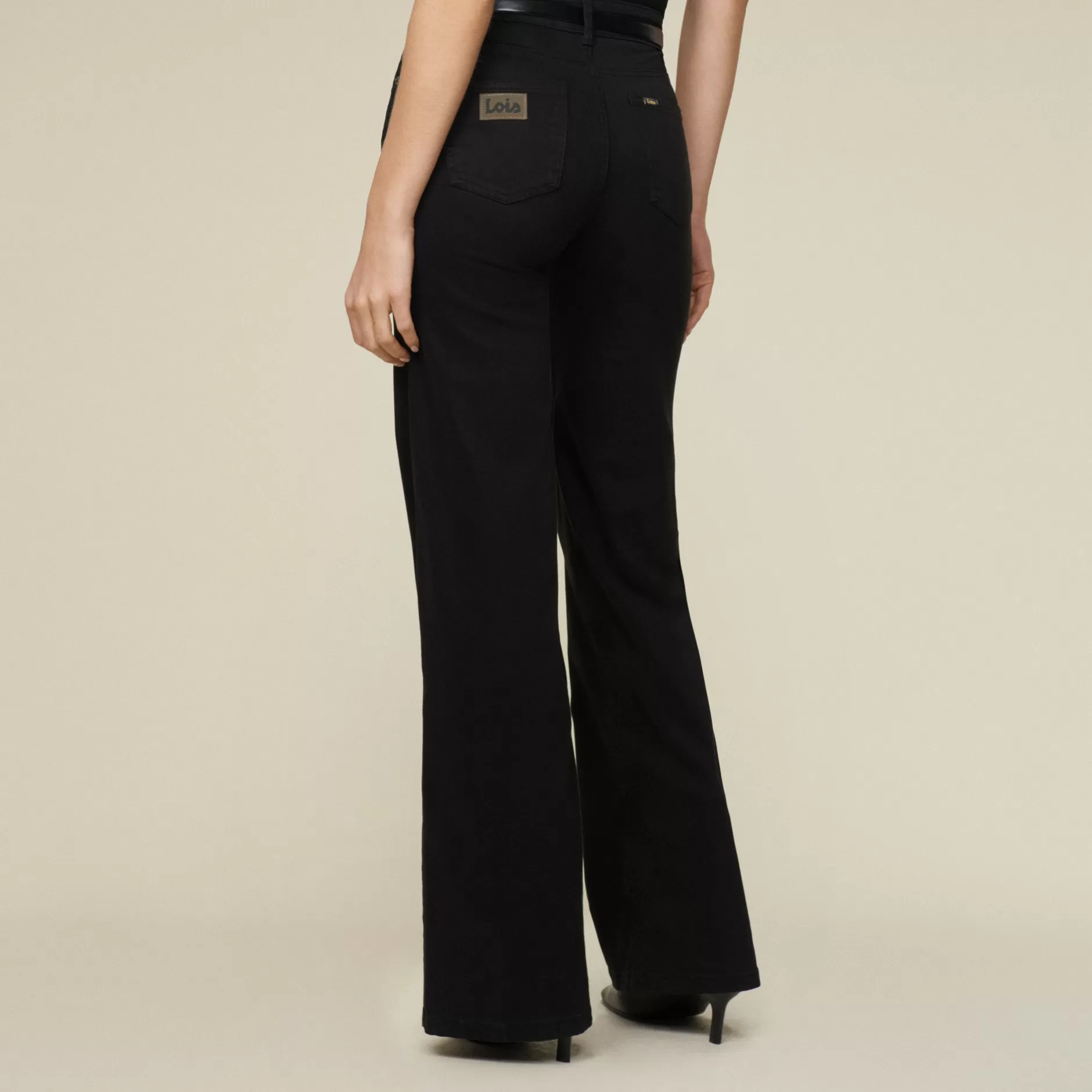 Fashion Lois Jeans Palazzo Lea Soft - Mid Rise Wide Leg Black