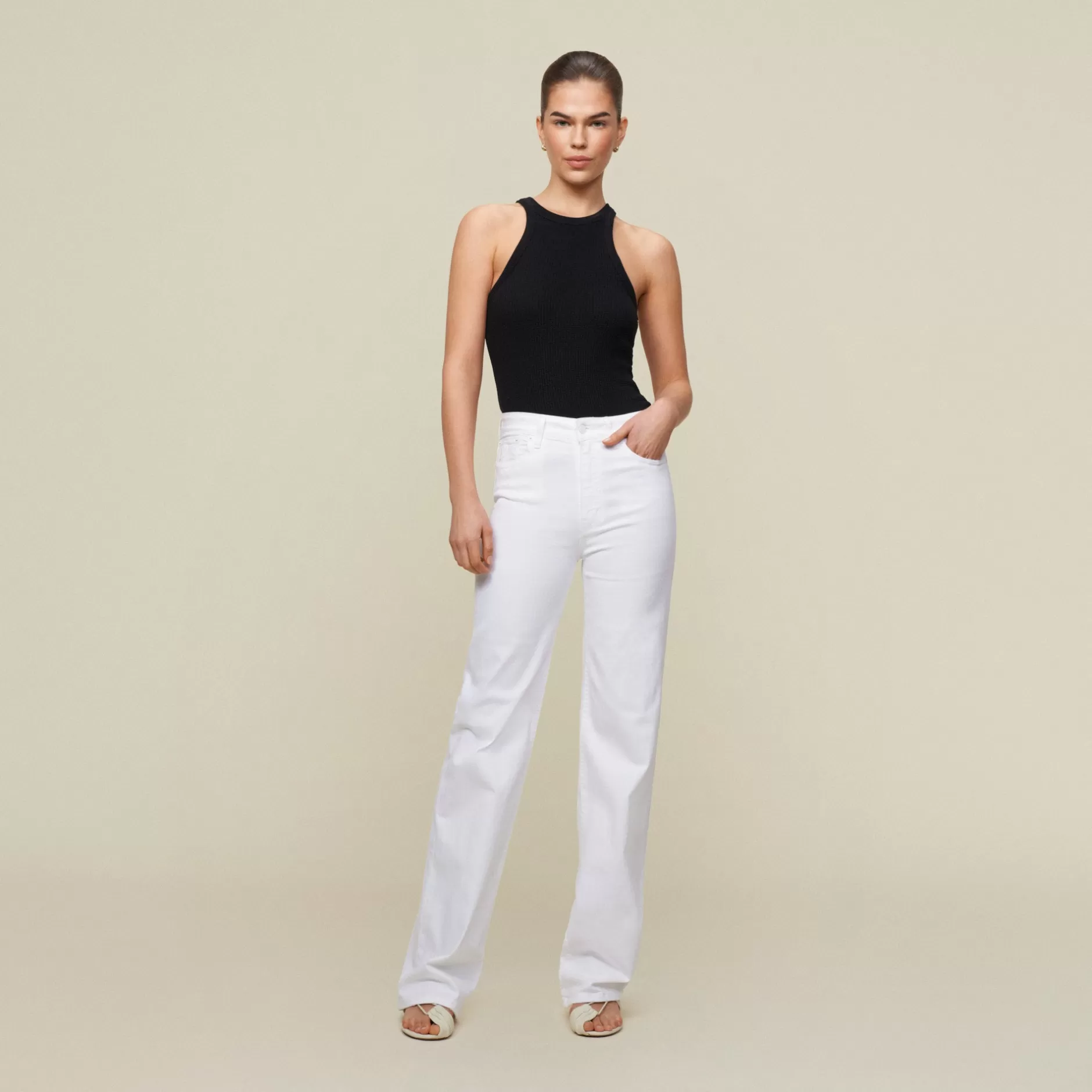 Discount Lois Jeans Palazzo Megalia - Mid Rise Wide Leg White