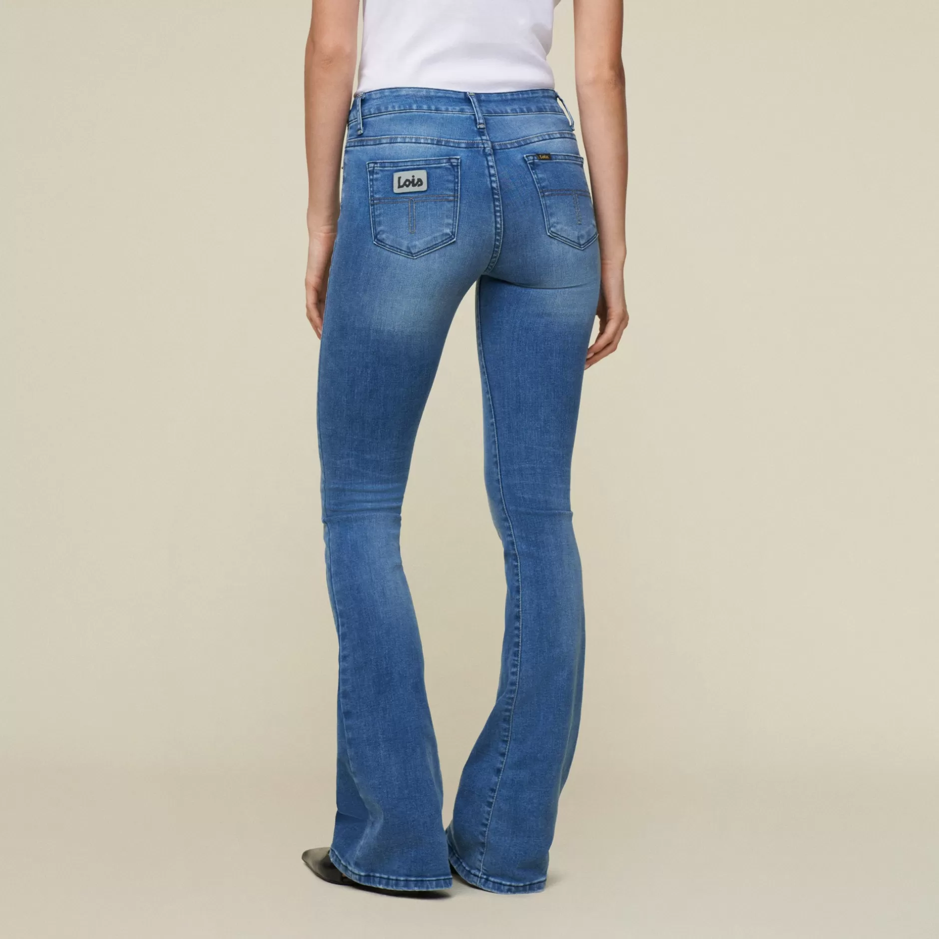 Best Sale Lois Jeans Raval-16 Re Ram Cobalt - High Rise Flare Medium Blue