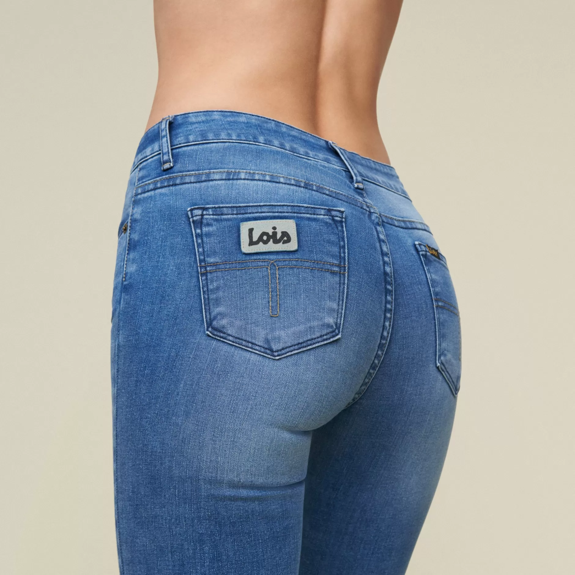 Best Sale Lois Jeans Raval-16 Re Ram Cobalt - High Rise Flare Medium Blue