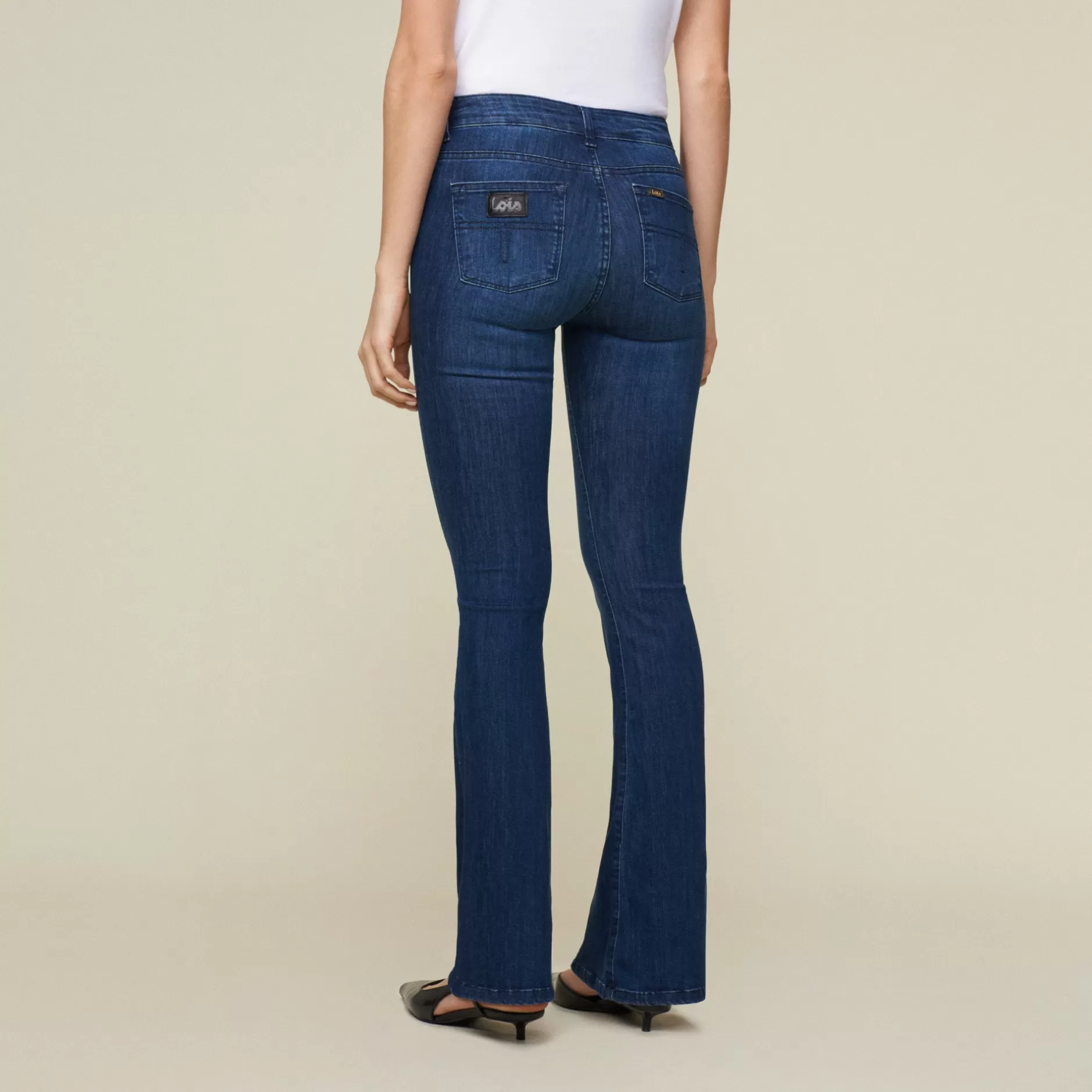 Shop Lois Jeans Raval 16 Leia Beat - High Rise Flare Dark Blue