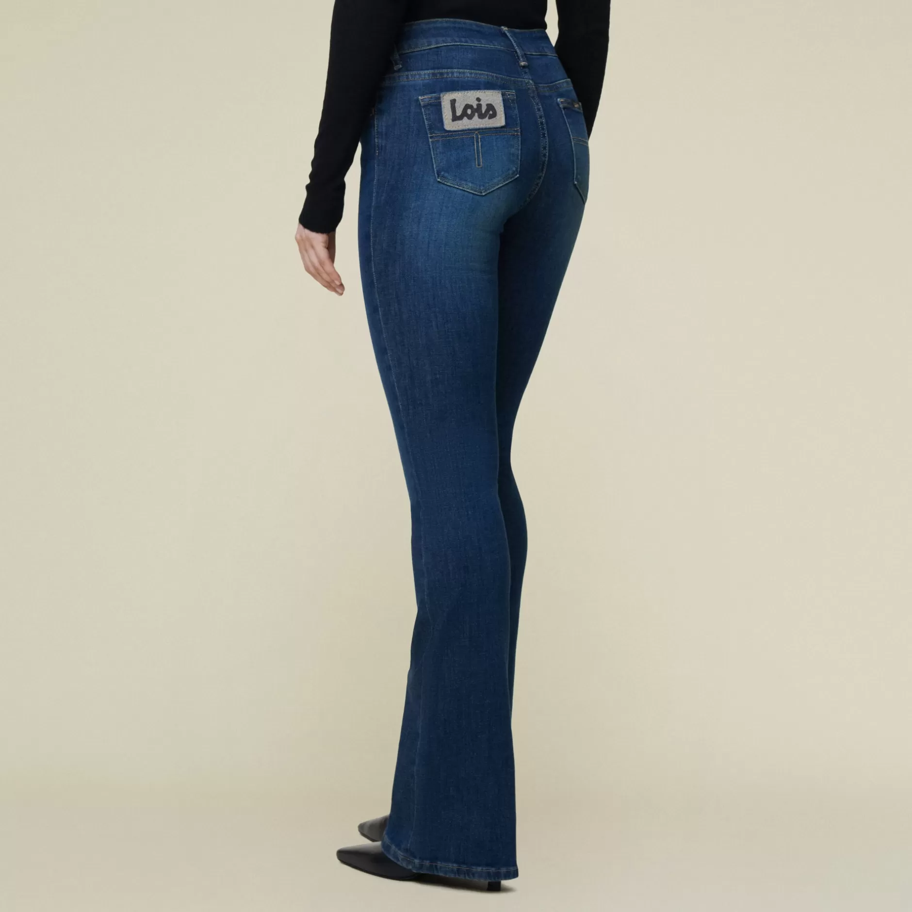 Shop Lois Jeans Raval 16 Marco Dusk - High Rise Flare Dark Blue