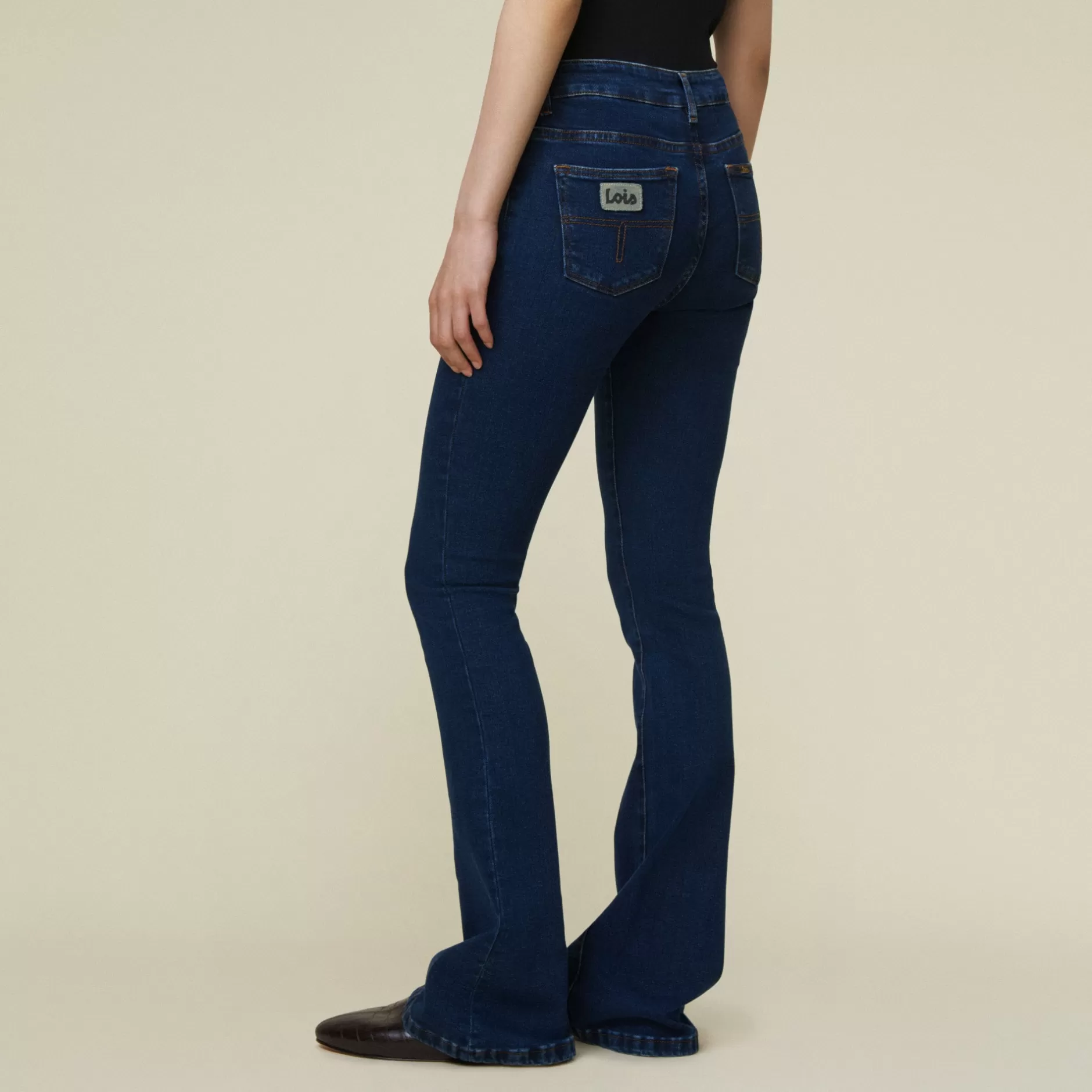 Flash Sale Lois Jeans Raval 16 Night Blue Drift - High Rise Flare Dark Blue