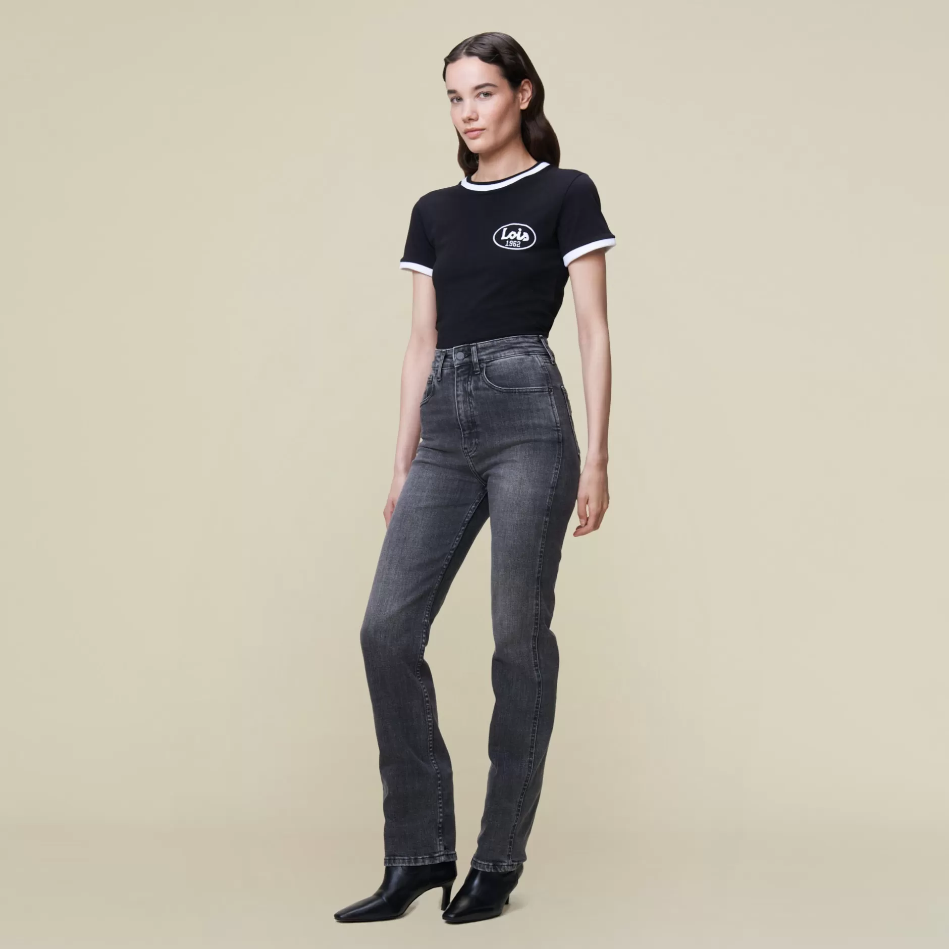 Outlet Lois Jeans Ria Caspar Blackstone - High Rise Straight Fit Grey