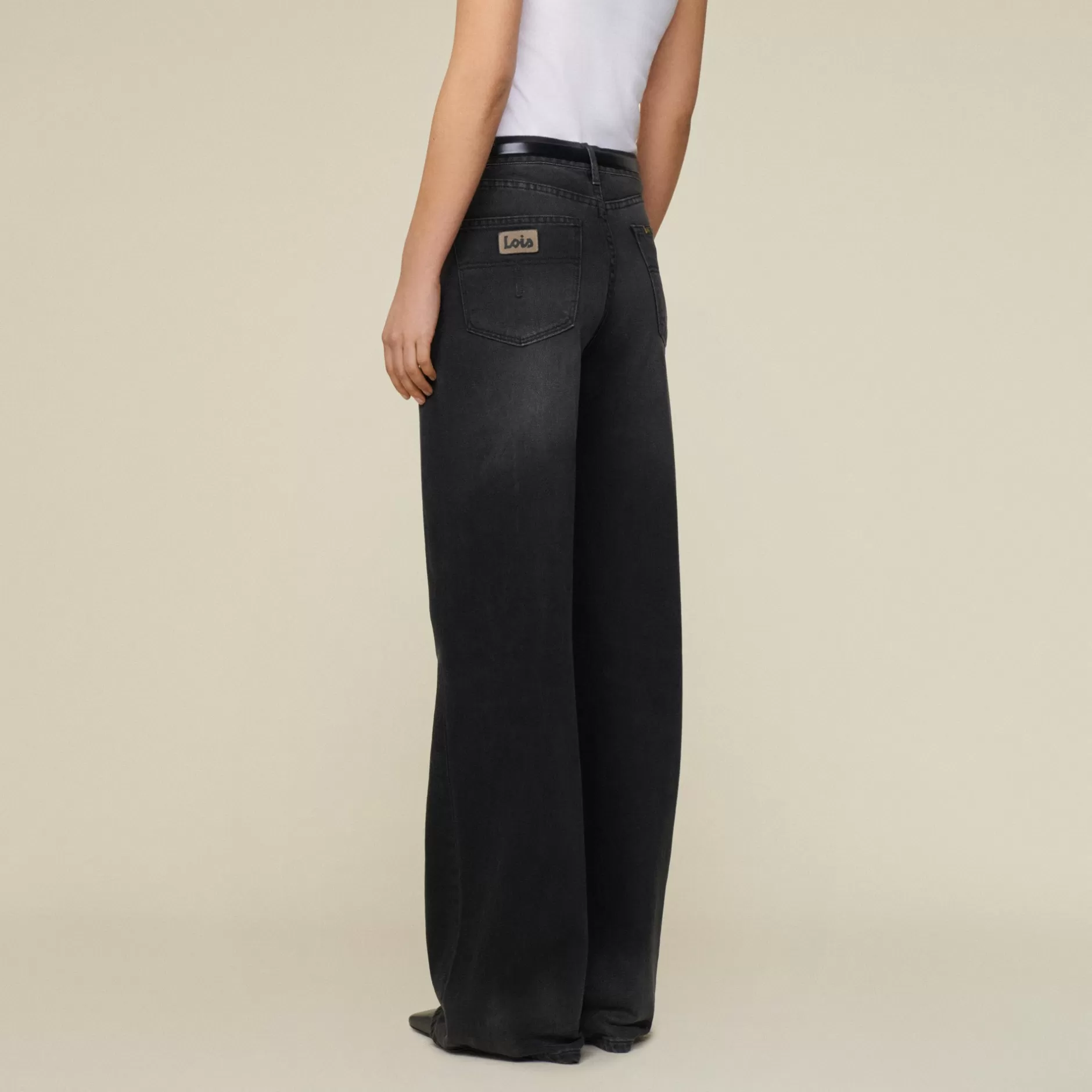 Hot Lois Jeans Skater Loose Cole Khol Stone - Low Rise Wide Leg Black