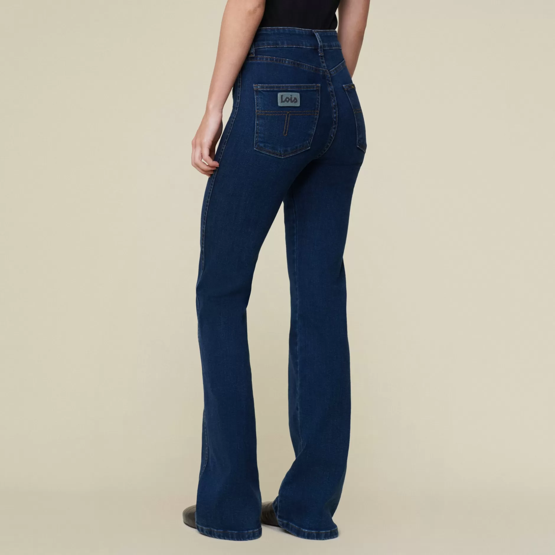 Hot Lois Jeans Yoko High Night Blue Drift - High Rise Flare Dark Blue